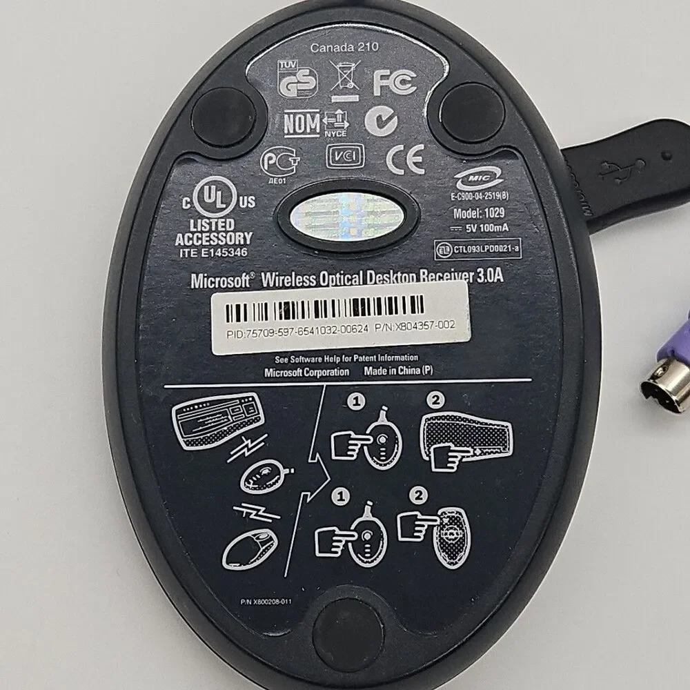 Microsoft 1029 Wireless Optical Desktop Receiver 3.0A 5V 100mA Dongle OEM